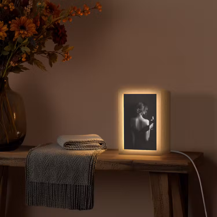 Vrouw - Wijn - Jurk Light Box met kabel (Tafellamp) klein -sfeer4