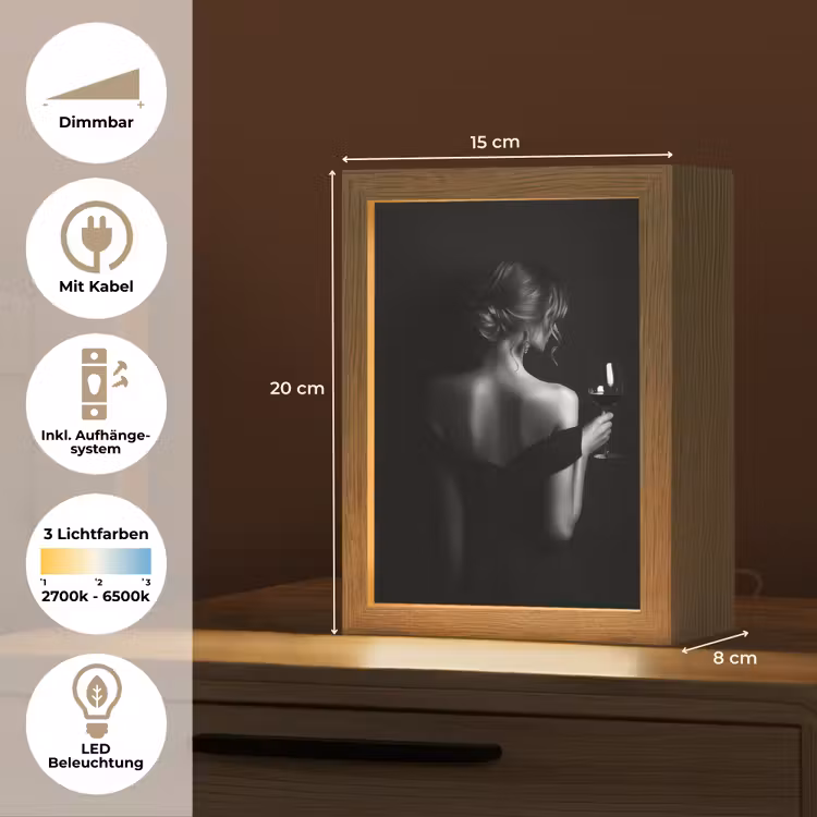 Vrouw - Wijn - Jurk Light Box met kabel (Tafellamp) klein -USP_DE