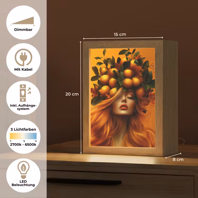 Vrouw - Citroenen - Bloesem - Geel Light Box met kabel (Tafellamp) klein -USP_DE