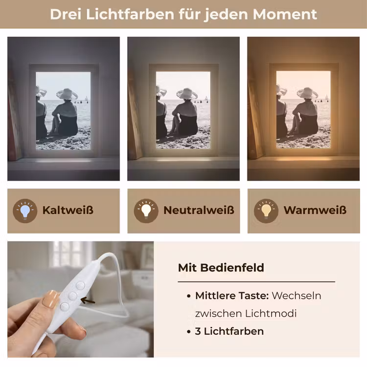 Vrouwen - Zonnehoed - Strand - Zwart - Wit Light Box met kabel (Tafellamp) klein -USP_lichtkleurDE