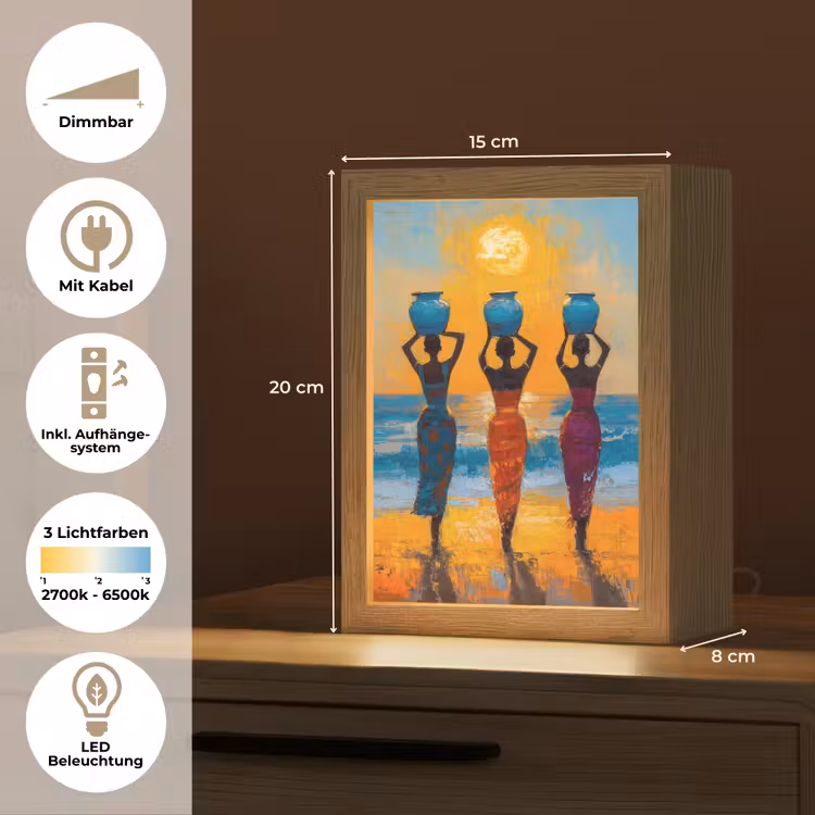 Vrouwen - Strand - Zondsondergang Light Box met kabel (Tafellamp) klein -USP_DE