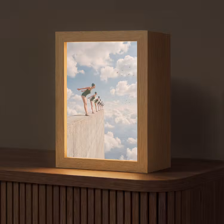 Tischlampe - Frauen – Tauchhaltung – Wolken - Vrouwen - Duikhouding - Wolken Light Box met kabel (Tafellamp) klein