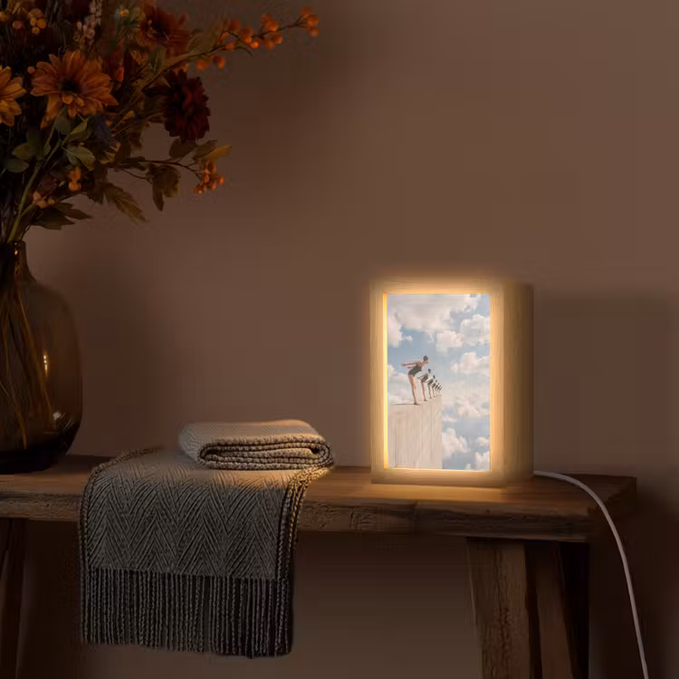 Tischlampe - Frauen – Tauchhaltung – Wolken - Vrouwen - Duikhouding - Wolken Light Box met kabel (Tafellamp) klein