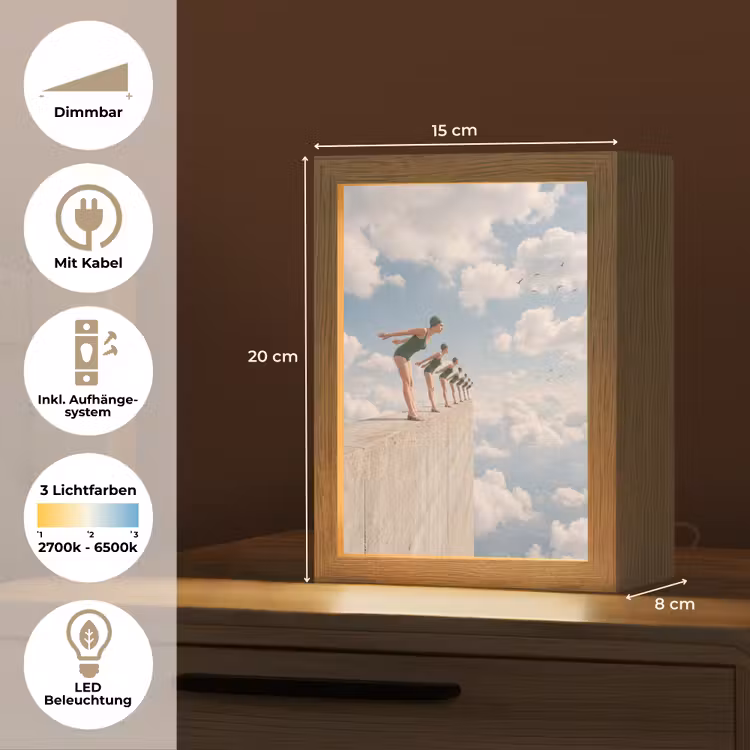 Tischlampe - Frauen – Tauchhaltung – Wolken - Vrouwen - Duikhouding - Wolken Light Box met kabel (Tafellamp) klein
