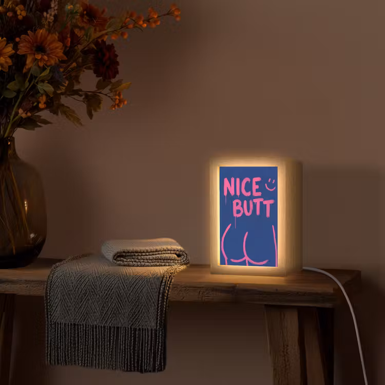 Brutaal - Grappig - Blauw Light Box met kabel (Tafellamp) klein -sfeer4