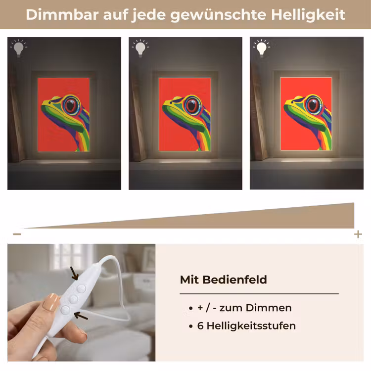 Kikker - Kleurrijk - Strepen - Ogen Light Box met kabel (Tafellamp) klein -USP_dimbaarDE