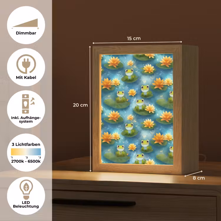 Kikker - Lelies - Groen Light Box met kabel (Tafellamp) klein 925 -USP_DE