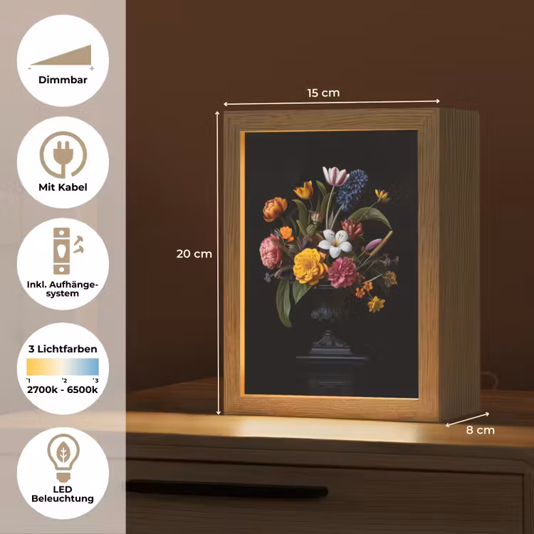 Lente - Bloemen - Klassiek - Vaas Light Box met kabel (Tafellamp) klein -USP_DE