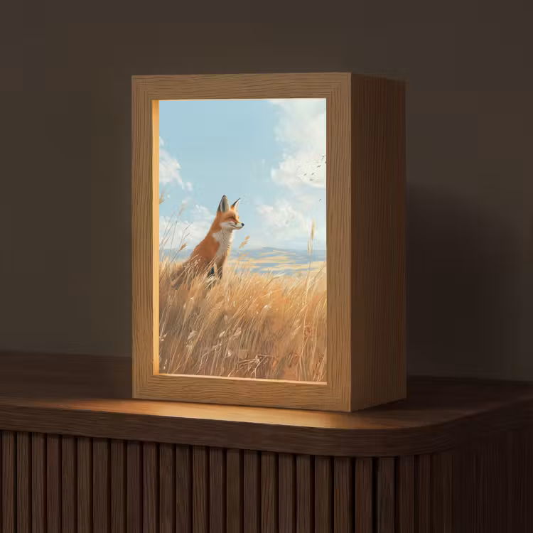 Vos - Gras - Wolken - Oranje Light Box met kabel (Tafellamp) klein -z3d_website
