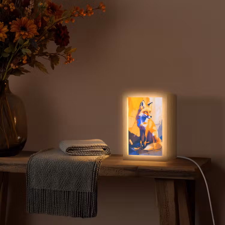 Vos - Oranje - Vormen - Abstract Light Box met kabel (Tafellamp) klein -sfeer4