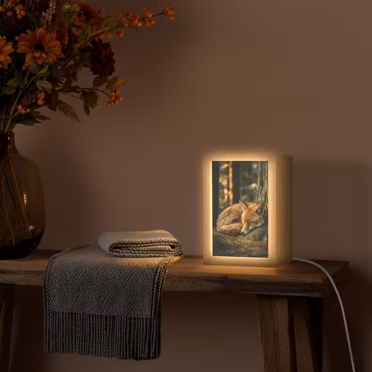 Vos - Bos - Slapen Light Box met kabel (Tafellamp) klein -sfeer4