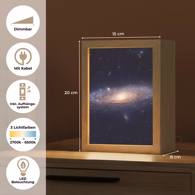 Tischlampe - Galaxie – Weltraum – Kosmos - Sterrenstelsel - Ruimte - Kosmos Light Box met kabel (Tafellamp) klein
