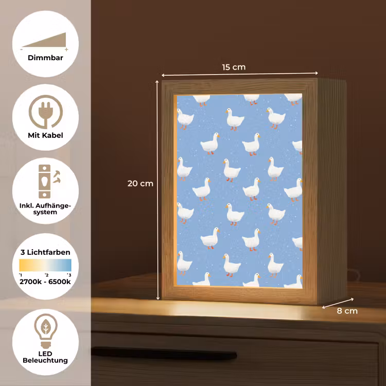 Ganzen - Elegant - Blauw Light Box met kabel (Tafellamp) klein 925 -USP_DE