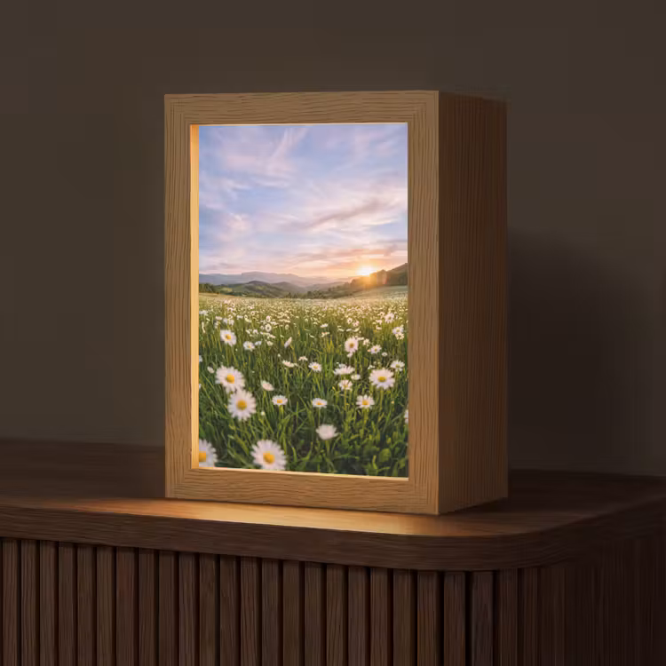 Madelief - Veld - Heuvels - Groen Light Box met kabel (Tafellamp) klein -z3d_website