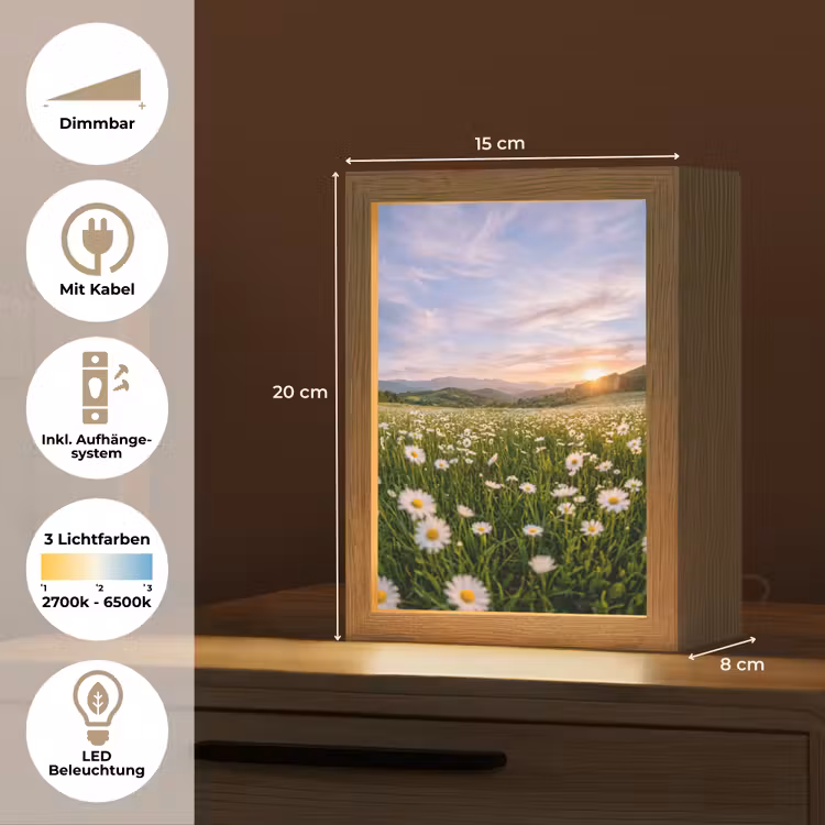 Madelief - Veld - Heuvels - Groen Light Box met kabel (Tafellamp) klein -USP_DE