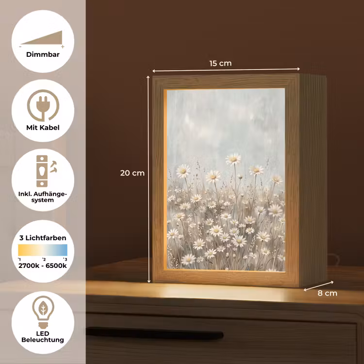 Madelief - Illustratie - Wit Light Box met kabel (Tafellamp) klein -USP_DE