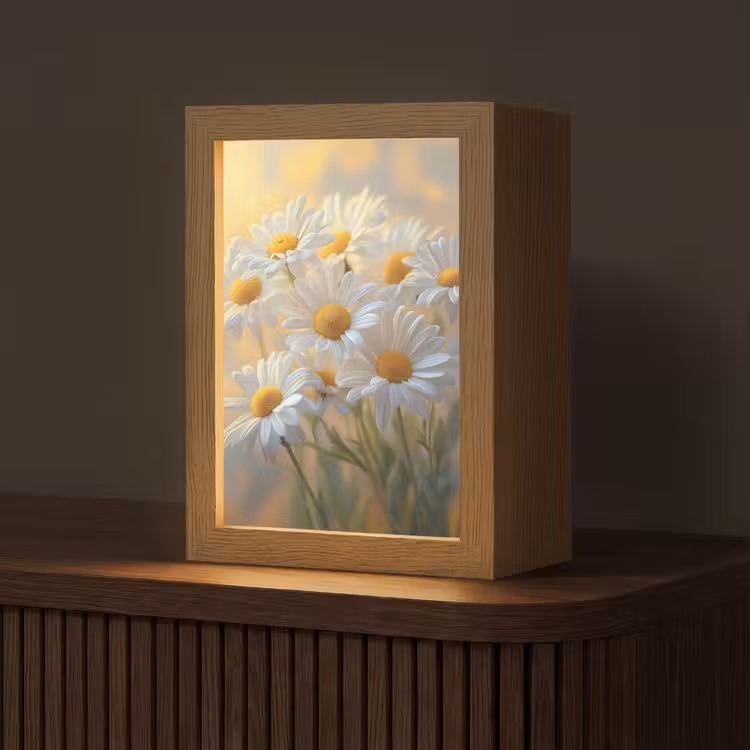 Madeliefjes - Wit - Zonlicht Light Box met kabel (Tafellamp) klein -z3d_website