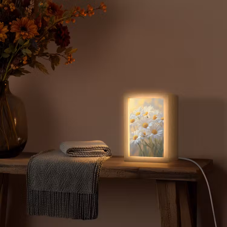 Madeliefjes - Wit - Zonlicht Light Box met kabel (Tafellamp) klein -sfeer4