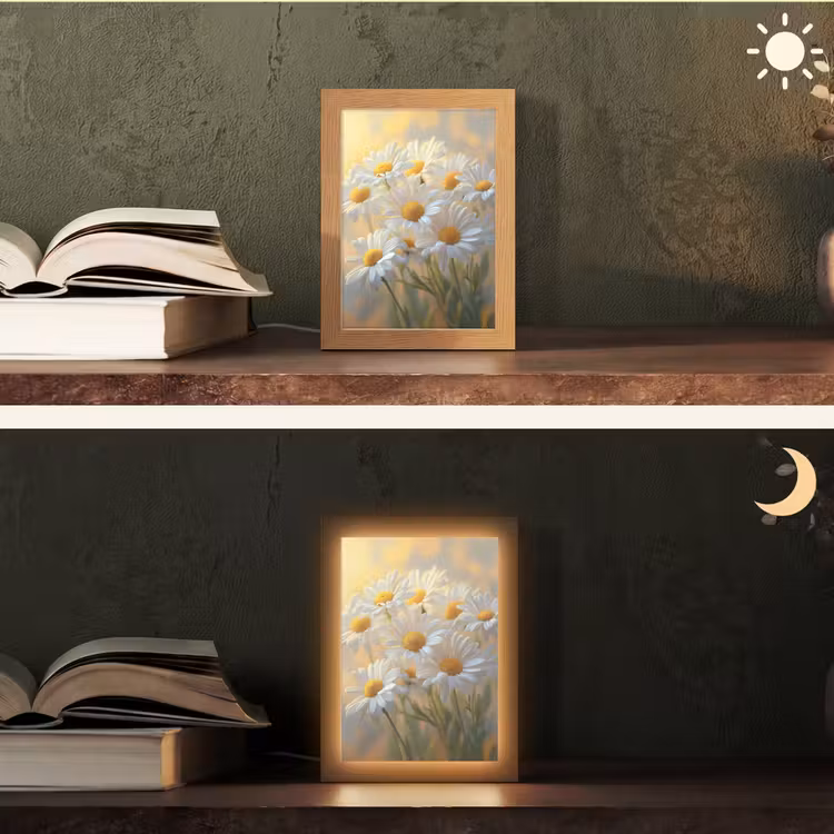 Madeliefjes - Wit - Zonlicht Light Box met kabel (Tafellamp) klein -sfeer3