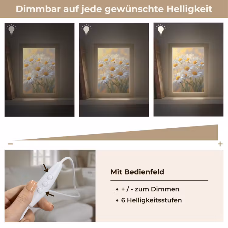 Madeliefjes - Wit - Zonlicht Light Box met kabel (Tafellamp) klein -USP_dimbaarDE