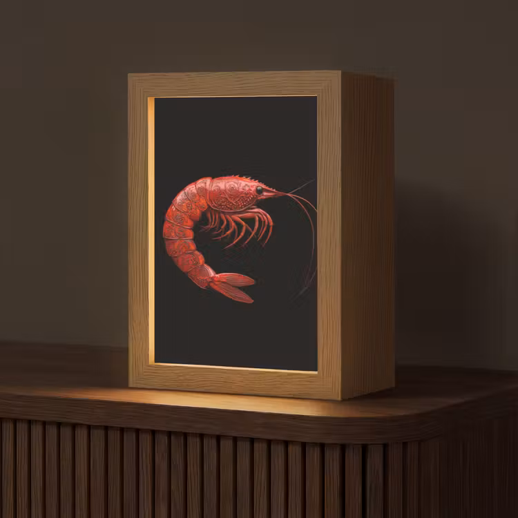 Garnaal - Rood - Dieren Light Box met kabel (Tafellamp) klein -z3d_website