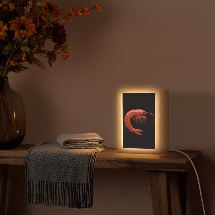 Garnaal - Rood - Dieren Light Box met kabel (Tafellamp) klein -sfeer4
