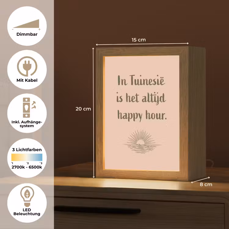 Tuin - Roze - Quote - Zon Light Box met kabel (Tafellamp) klein -USP_DE