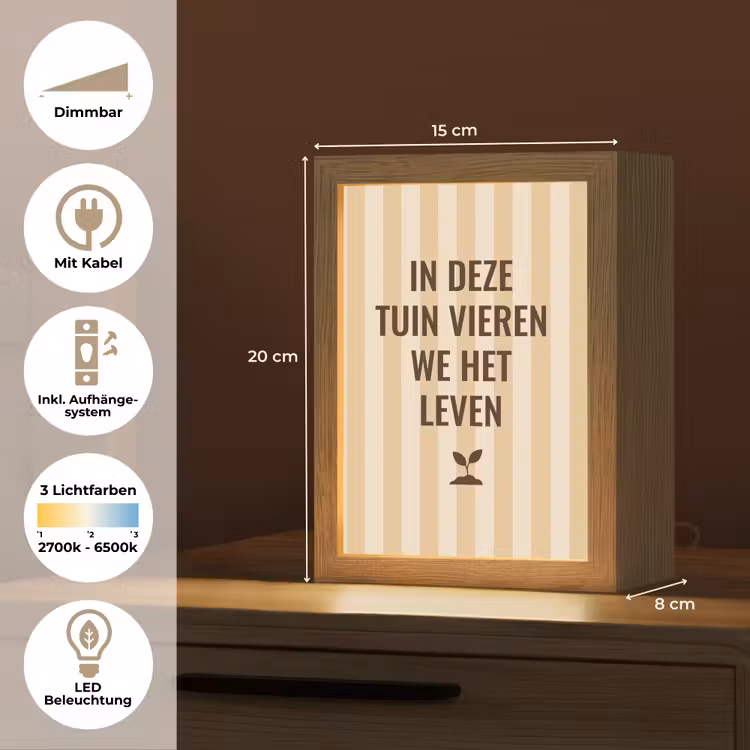 Tuin - Quote - Strepen - Zomer Light Box met kabel (Tafellamp) klein -USP_DE