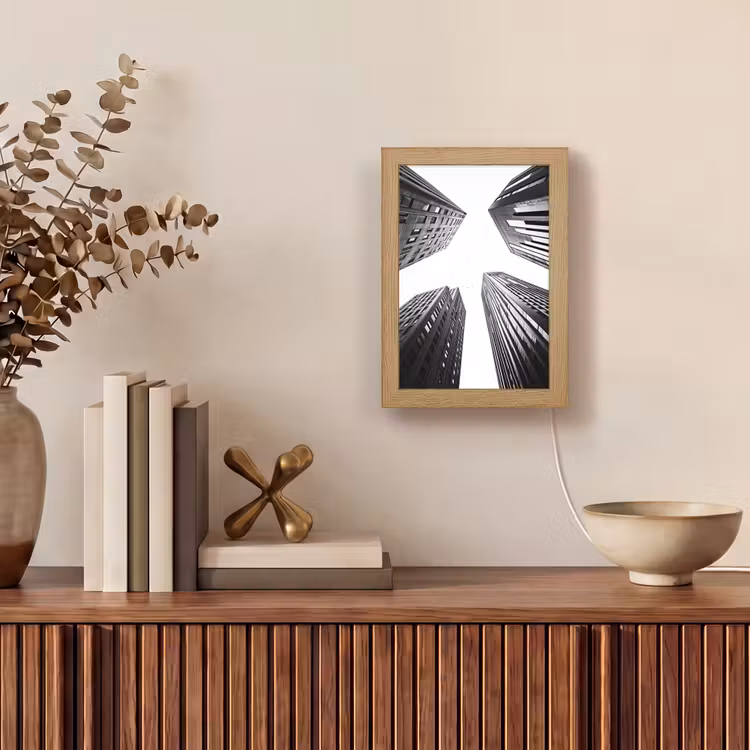 Gebouwen - Lucht - Zwart Light Box met kabel (Tafellamp) klein -sfeer2