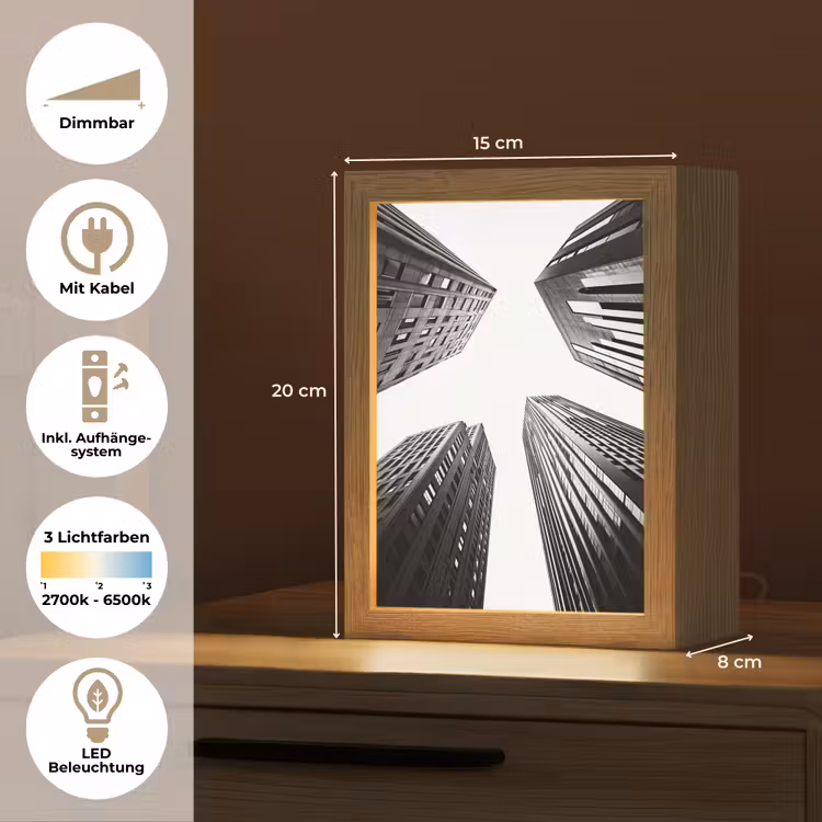 Gebouwen - Lucht - Zwart Light Box met kabel (Tafellamp) klein -USP_DE