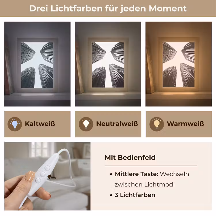 Gebouwen - Lucht - Zwart Light Box met kabel (Tafellamp) klein -USP_lichtkleurDE