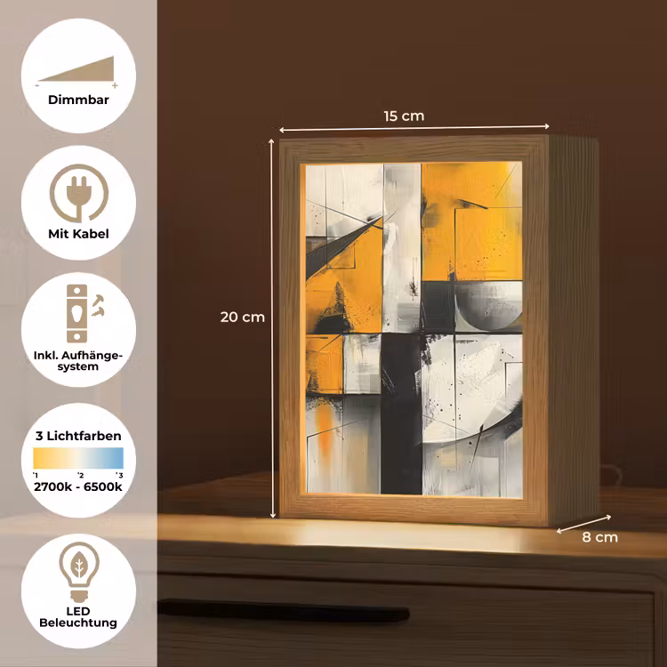 Geel - Abstract - Modern - Vormen Light Box met kabel (Tafellamp) klein -USP_DE
