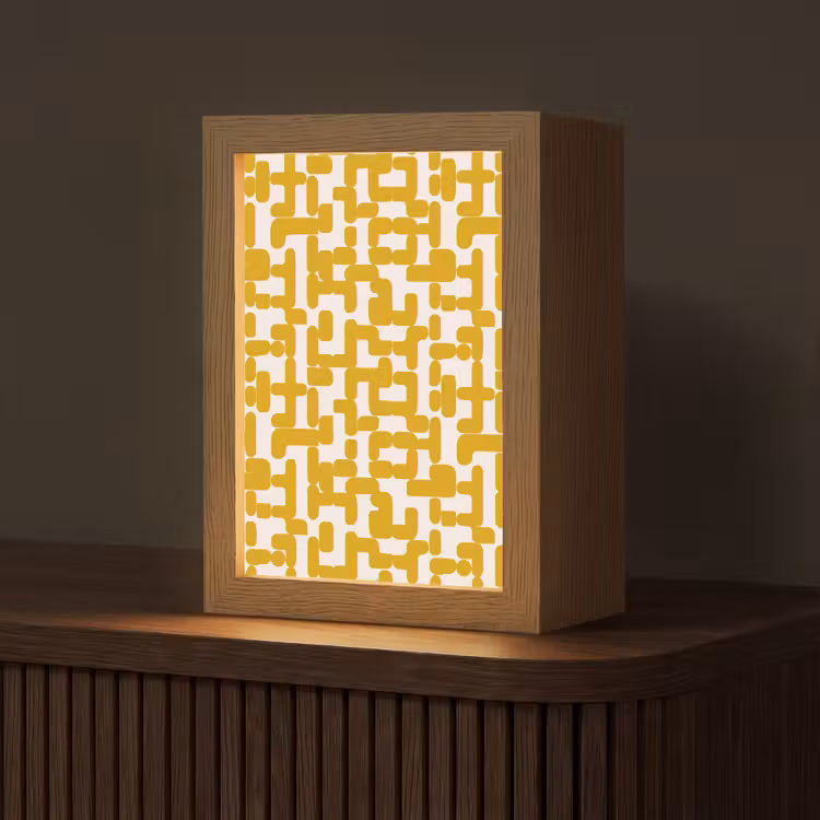 Geel - Beige - Patroon Light Box met kabel (Tafellamp) klein 925 -z3d_website