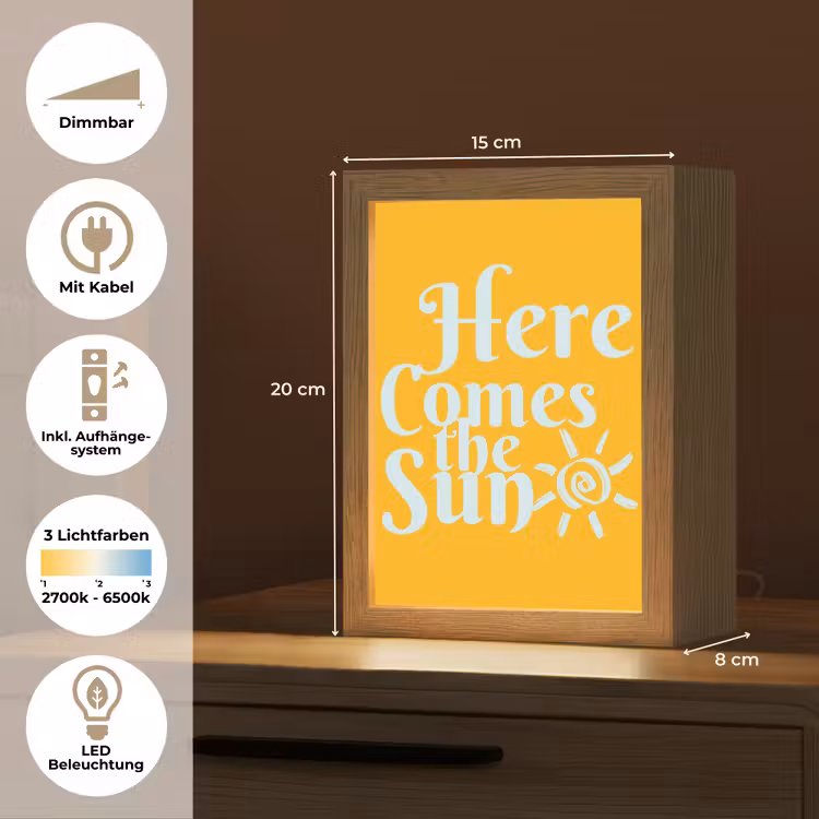 Geel - Blauw - Here comes the sun Light Box met kabel (Tafellamp) klein -USP_DE
