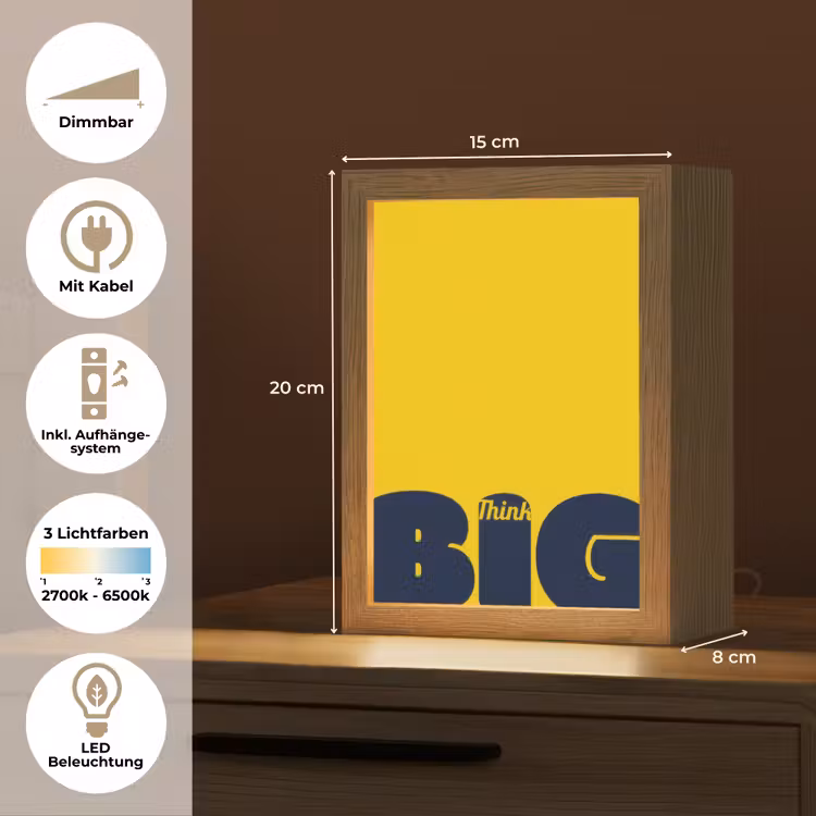 Geel - Think big - Grafisch Light Box met kabel (Tafellamp) klein -USP_DE
