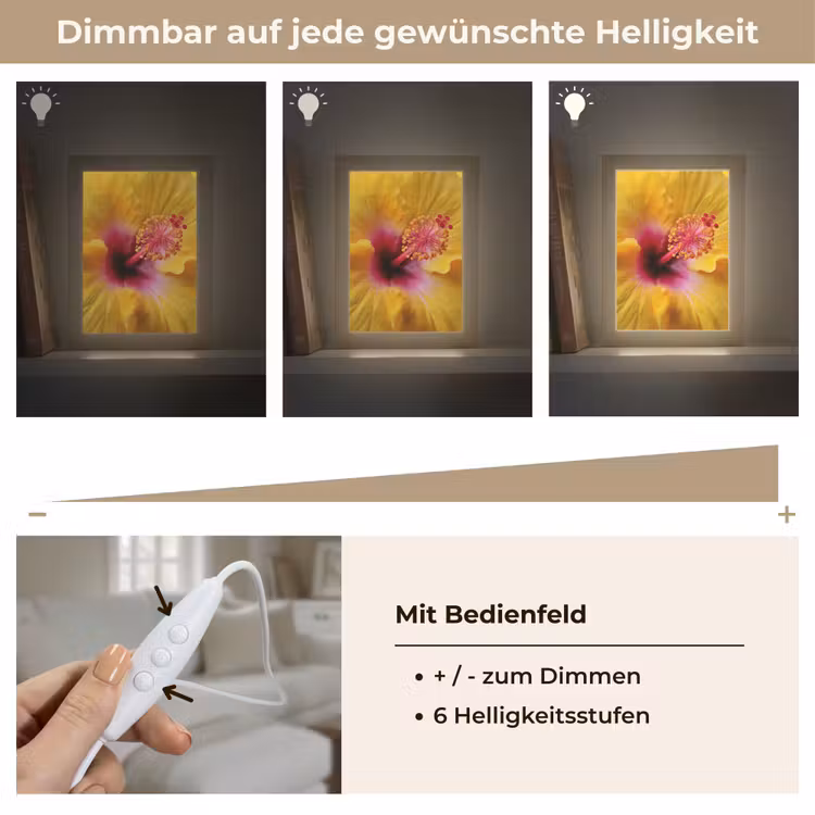 Geel - Hibiscus - Tropisch Light Box met kabel (Tafellamp) klein -USP_dimbaarDE