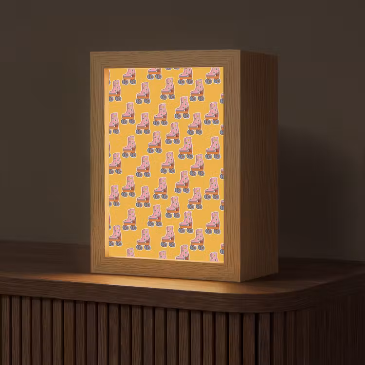 Geel - Rolschaatsen - Patroon Light Box met kabel (Tafellamp) klein 925 -z3d_website
