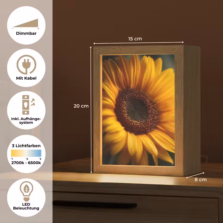 Geel - Zonnebloem - Zomers Light Box met kabel (Tafellamp) klein -USP_DE