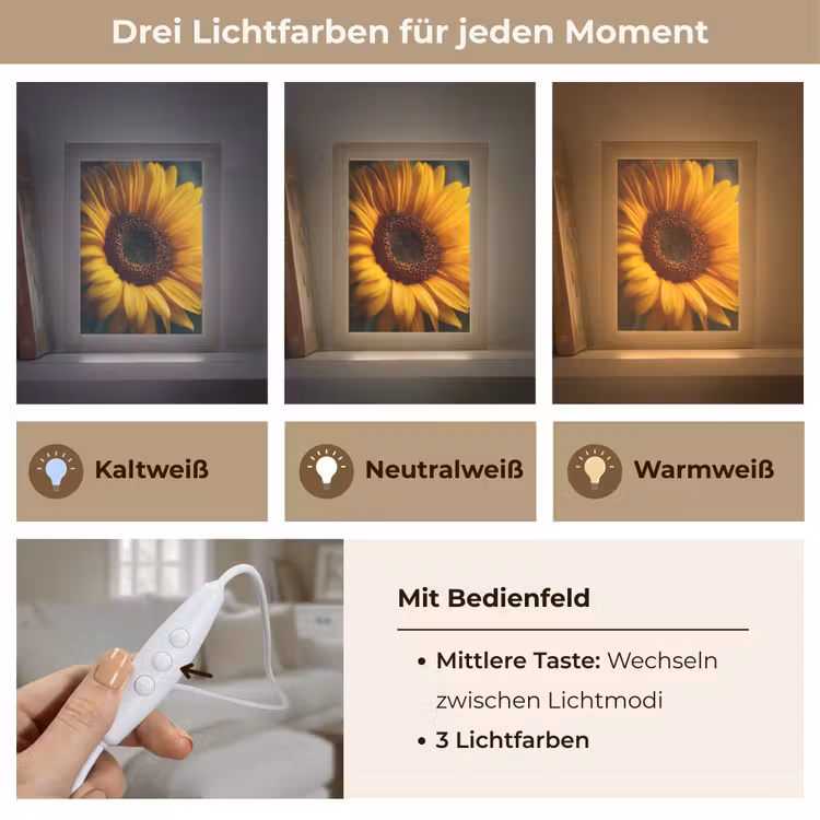 Geel - Zonnebloem - Zomers Light Box met kabel (Tafellamp) klein -USP_lichtkleurDE