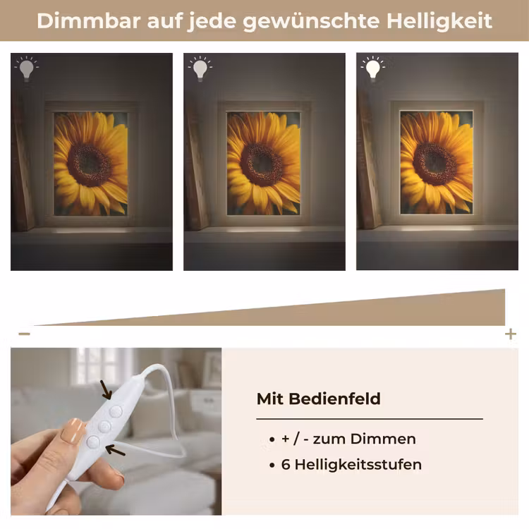 Geel - Zonnebloem - Zomers Light Box met kabel (Tafellamp) klein -USP_dimbaarDE