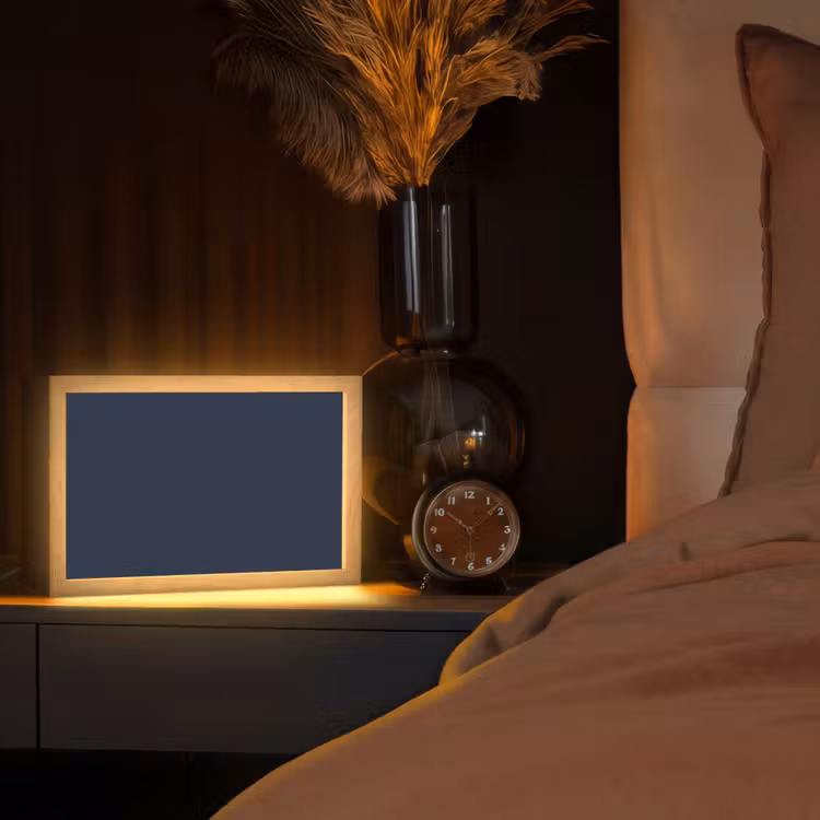 Geldersblauw - Blauw - Klassiek Light Box met kabel (Tafellamp) klein 924 -sfeer1