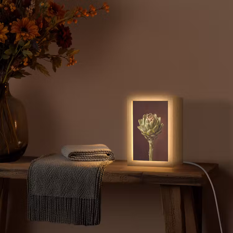 Tischlampe - Gemüse – Artischocke – Grün - Groente - Artisjok - Groen Light Box met kabel (Tafellamp) klein