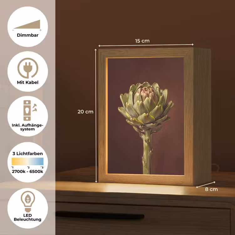 Tischlampe - Gemüse – Artischocke – Grün - Groente - Artisjok - Groen Light Box met kabel (Tafellamp) klein