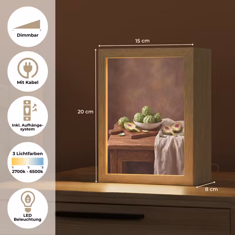 Tischlampe - Gemüse – Artischocke – Küche - Groenten - Artisjok - Keuken Light Box met kabel (Tafellamp) klein