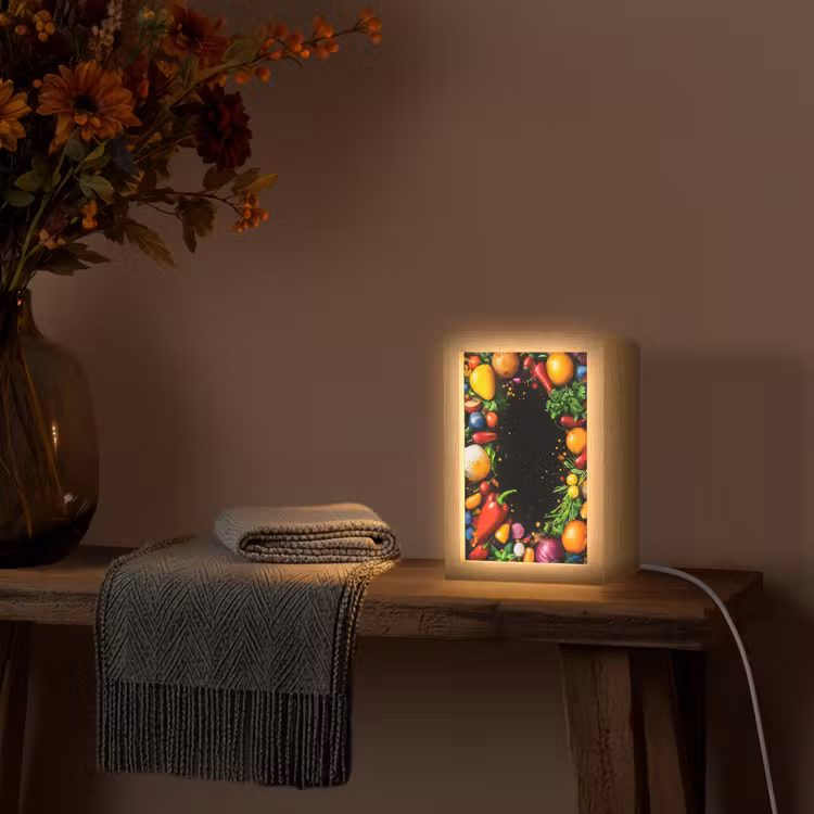Groente - Graffiti - Kleurrijk - Koken - Abstract Light Box met kabel (Tafellamp) klein -sfeer4