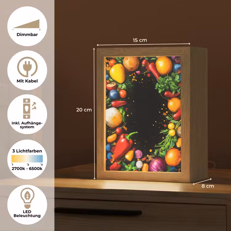 Groente - Graffiti - Kleurrijk - Koken - Abstract Light Box met kabel (Tafellamp) klein -USP_DE
