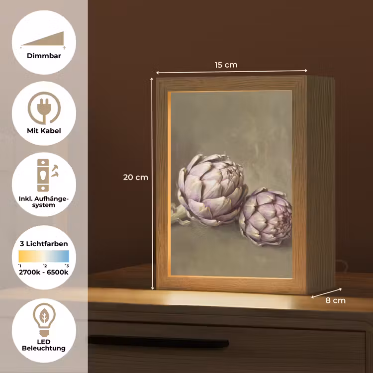 Tischlampe - Gemüse – Stillleben – Gemälde - Groente - Stilleven - Schilderij Light Box met kabel (Tafellamp) klein