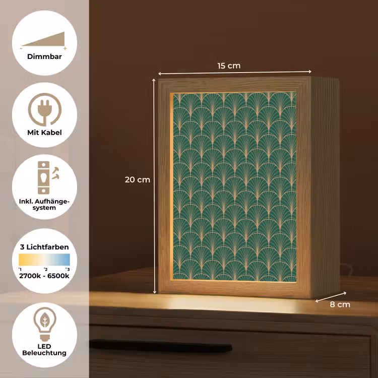 Patroon - Groen - Goud - Symmetrisch Light Box met kabel (Tafellamp) klein 925 -USP_DE