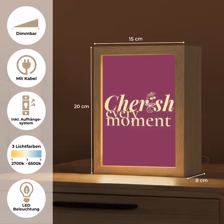 Cherish every moment - Cocktailglas - Bordeaux Light Box met kabel (Tafellamp) klein -USP_DE