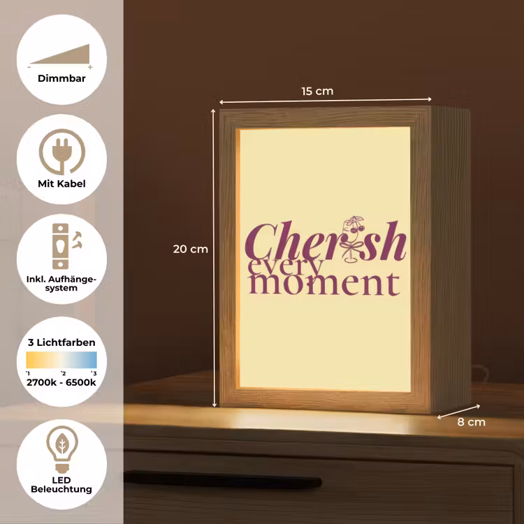 Cherish every moment - Cocktailglas - Geel Light Box met kabel (Tafellamp) klein -USP_DE